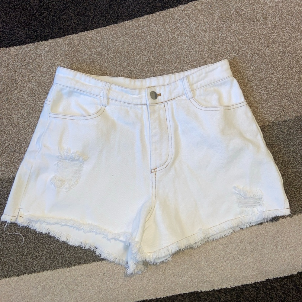 Le Lis White Distressed Jean Shorts